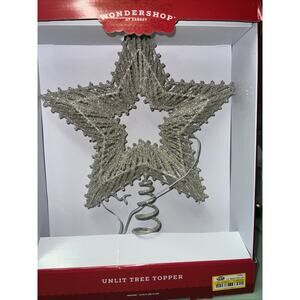 Wondershop Silver Glitter Star Tree Topper Christmas Unlit 12”